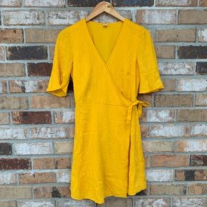 Old Navy mustard gold yellow wrap mini dress
